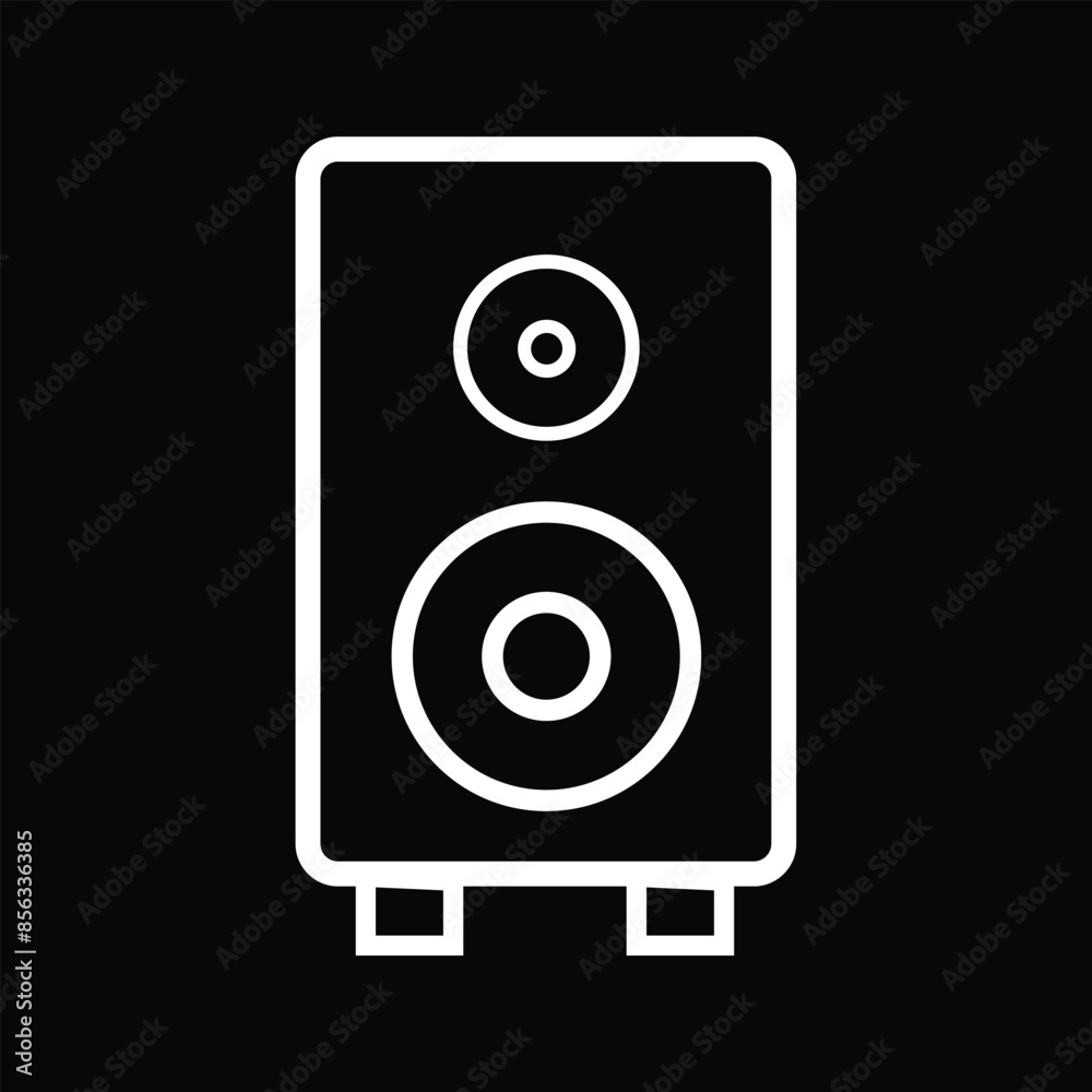 White line Stereo speaker icon isolated on black background. Music icon. Musical column speaker bass equipment. Vector illustration. Eps file 127. White line Stereo speaker icon isolated on black background. Music icon. Musical column speaker bass equipment. Vector illustration. Eps file 127.