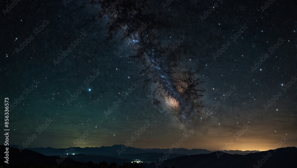 A peaceful night sky with a clear view of sparkling stars and distant galaxies, perfect for stargazing. A peaceful night sky with a clear view of sparkling stars and distant galaxies, perfect for stargazing.