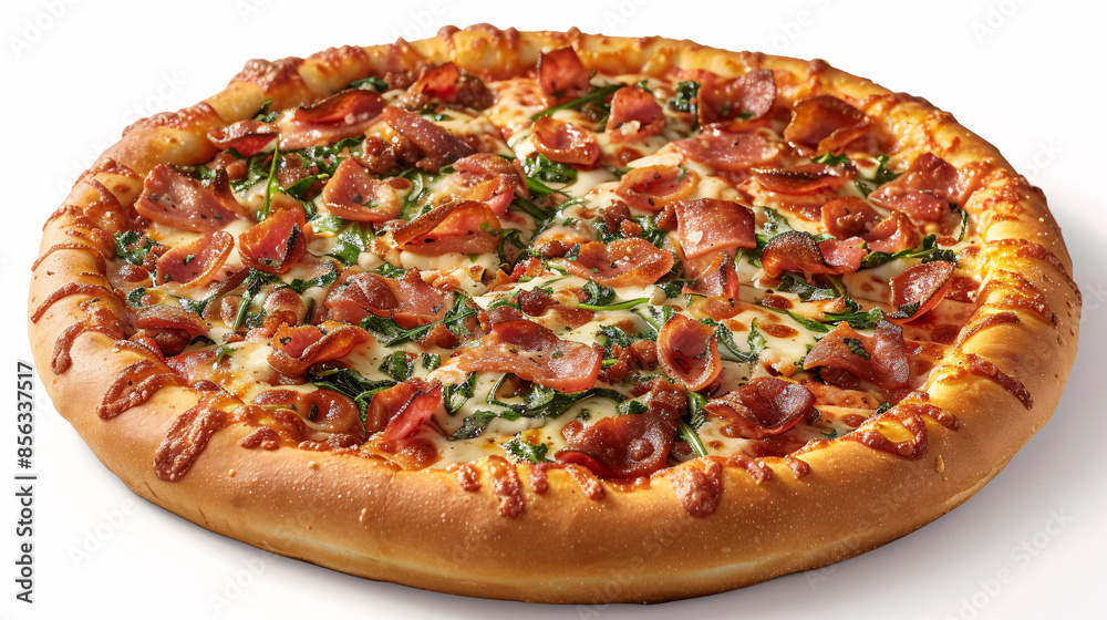 Ham pizza on a white background Ham pizza on a white background