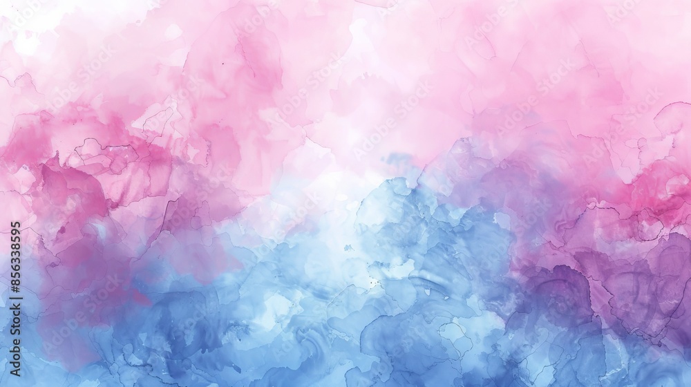 Fototapeta premium The image is a watercolor painting of a pink and blue sky. The colors are vibrant and saturated, and the painting has a soft, dreamy feel to it.