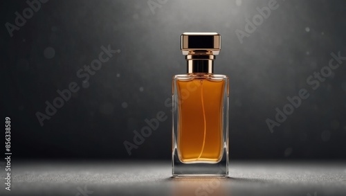 Mock up of minimal elegant perfume bottle Stylish parfumerie banner. photo