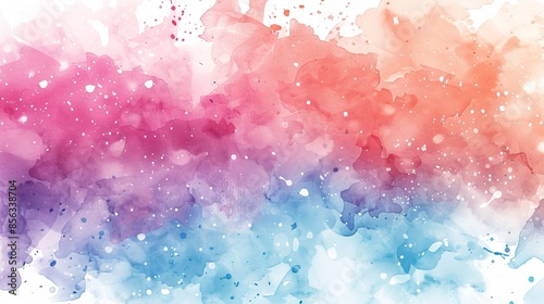 The image is a watercolor painting of a sunset over the ocean