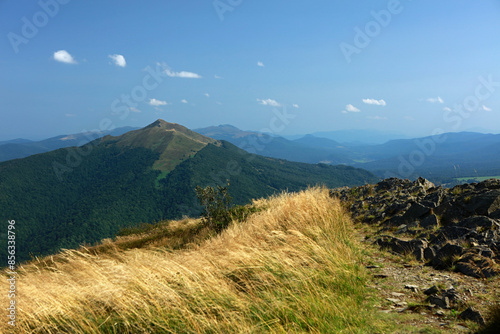 View of Polonina Carynska from Polonina Wetlinska, Bieszczady Mountains, Poland photo