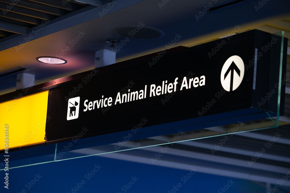 Service animal relief area signage at airport