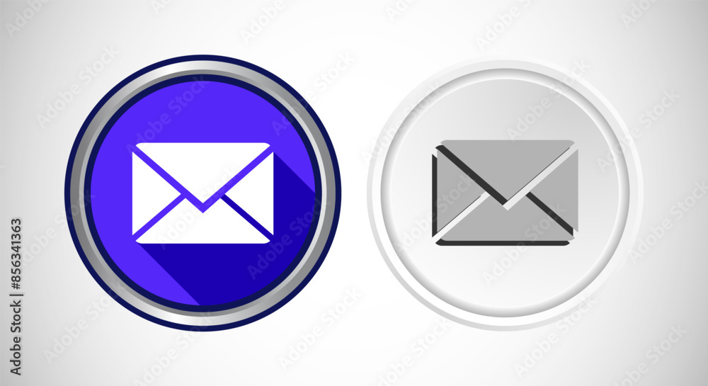 Envelope Email Icon Rounded Button Design Illustration Envelope Email Icon Rounded Button Design Illustration