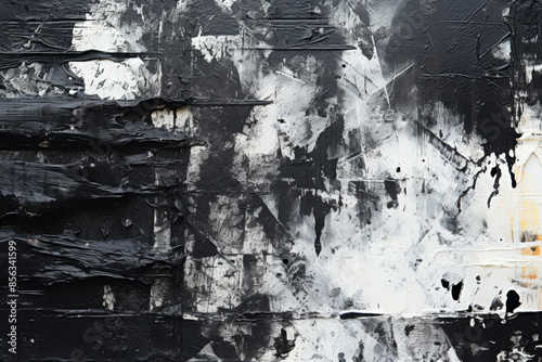 Canvas or wall stained with black and white oil paint