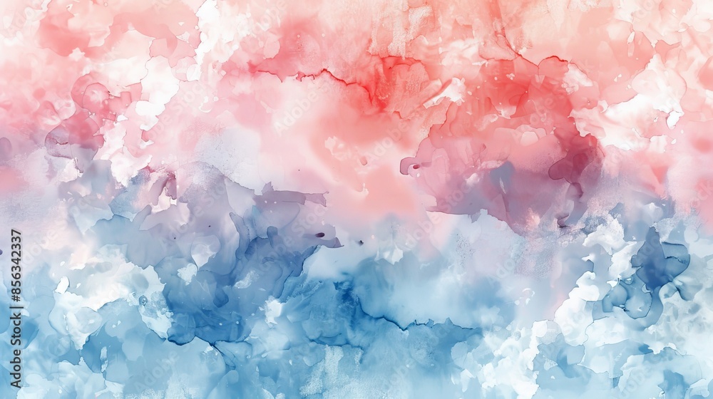 Fototapeta premium The image is a watercolor painting of a sunset over the ocean