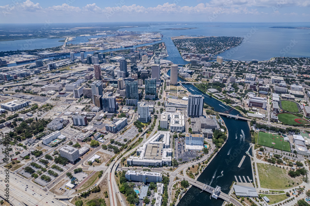 Beautiful aerial view of the Tampa bay City, it's Skyscrapers and Ybor city Beautiful aerial view of the Tampa bay City, it's Skyscrapers and Ybor city
