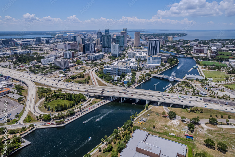 Beautiful aerial view of the Tampa bay City, it's Skyscrapers and Ybor city Beautiful aerial view of the Tampa bay City, it's Skyscrapers and Ybor city