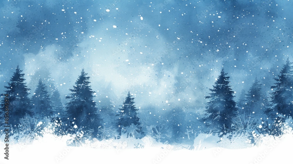 custom made wallpaper toronto digitalwinter doodle art, simple winter doodle with snowflakes and pine trees, creating a peaceful and serene scene in minimalist style