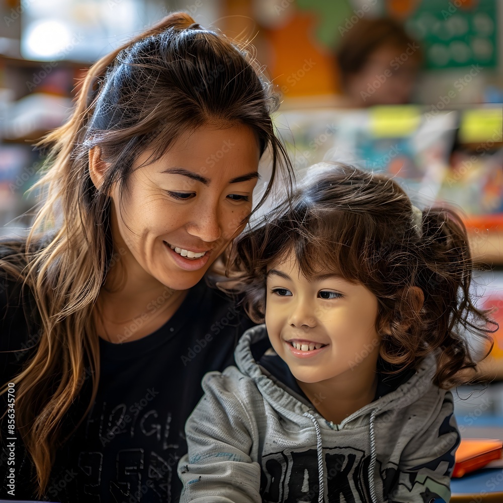 Supportive Mother Guiding and Teaching Her Daughter in a Cozy Home Setting
