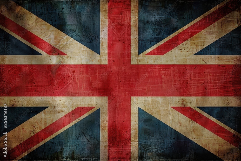 Fototapeta premium The flag of the United Kingdom dark grunge background Generative AI