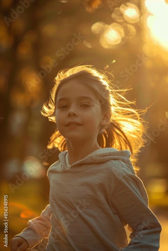 young girl on a morning jog Generative AI © Roman