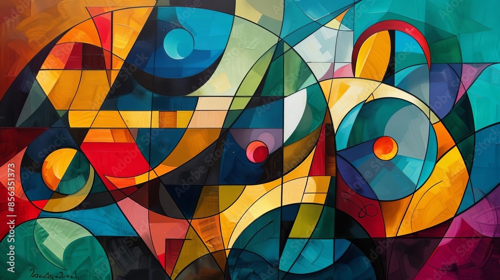 Fototapeta premium Modern abstract art with bold colors and dynamic shapes, creating a visually striking composition