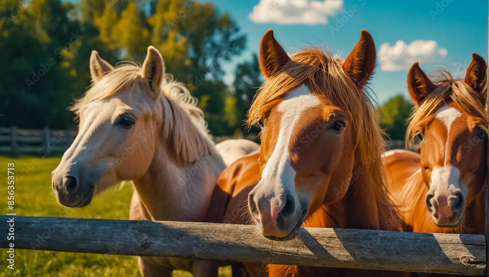 Cute horse on a farm in summer Cute horse on a farm in summer