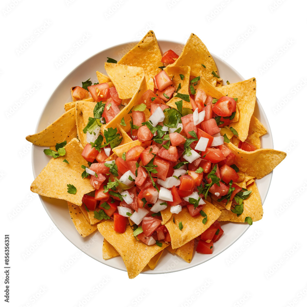 Fresh Tomato and Onion Nachos, PNG, isolated on transparent background. Fresh Tomato and Onion Nachos, PNG, isolated on transparent background.