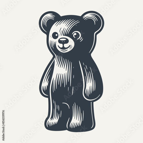 Dark Gummy Bear. Vintage woodcut engraving style vector illustration.ai