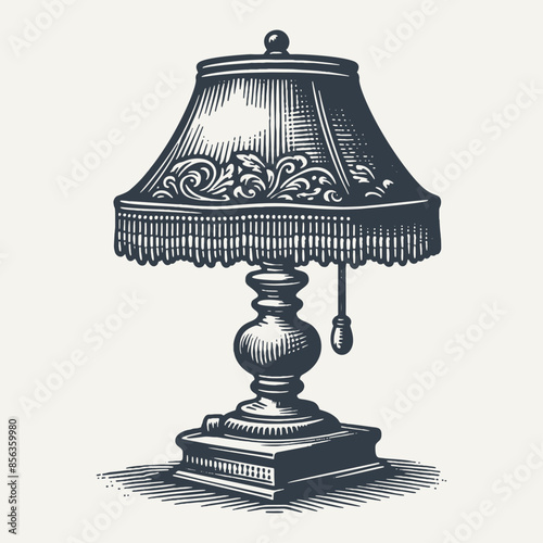 Night Lamp. Vintage woodcut engraving style vector illustration.ai