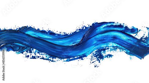 Blue line of paint on an isolated transparent background