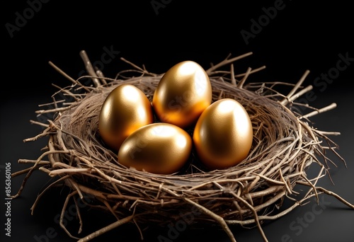 Business investment concept. Golden eggs.