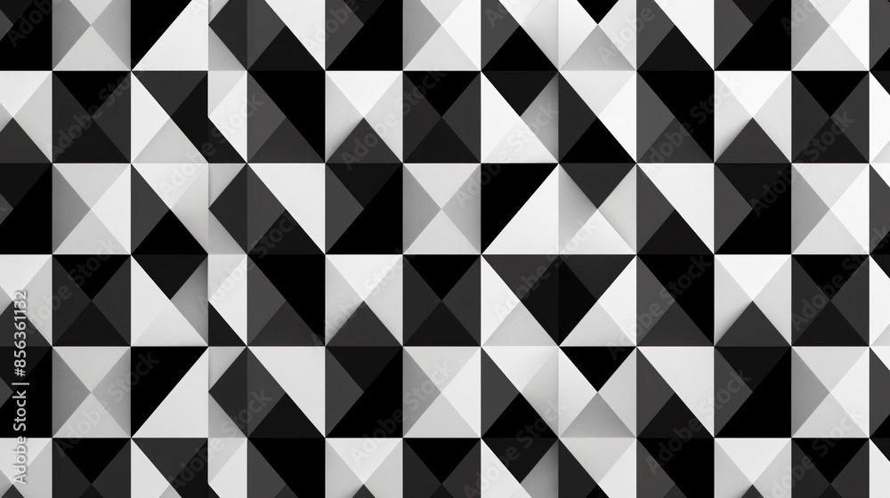 A simple geometric pattern of black and white triangles, creating a sense of order and balance