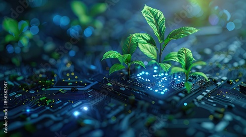 Agricultural technologies for growing plants and scientific research in the field of biology and chemistry of nature. Living green sprout in the hands of a farmer. AI generated illustration