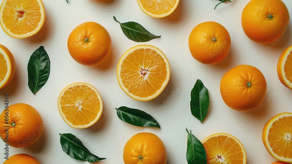 Fresh oranges overhead view on simple backdrop Fresh oranges overhead view on simple backdrop