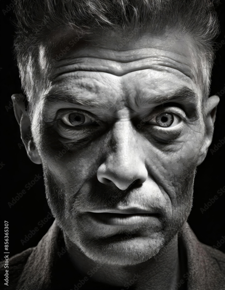 Close up black and photo of mans face