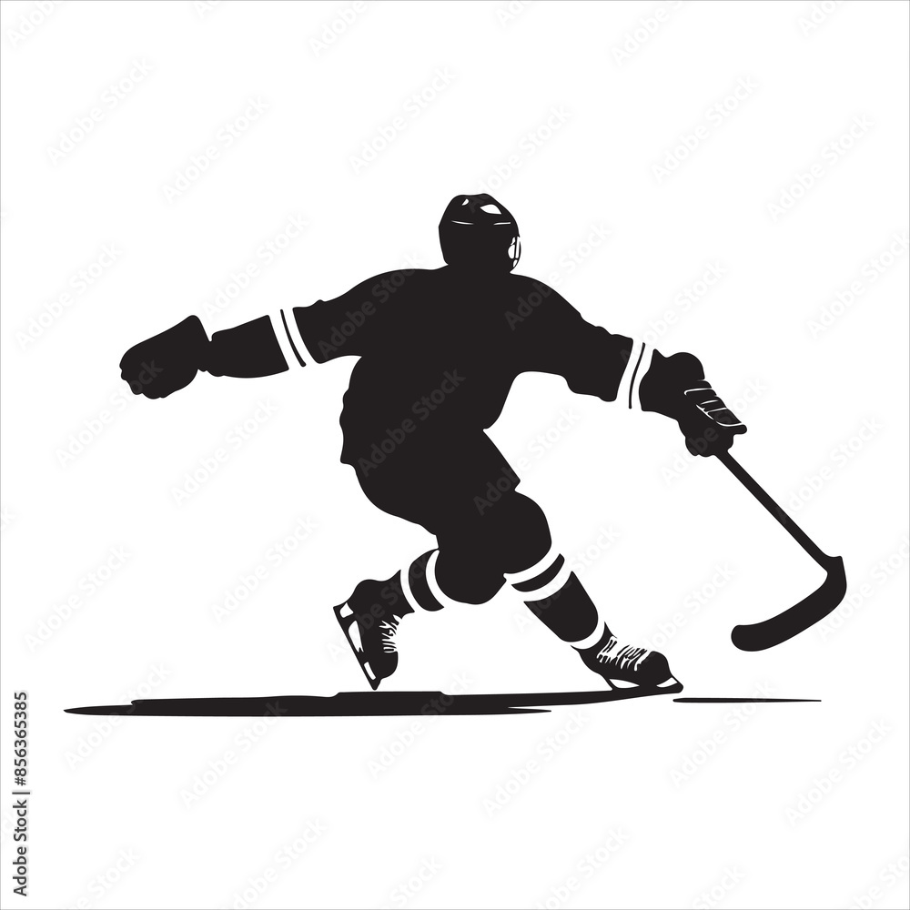 Fototapeta premium hockey speelster Vector Image, vector black color silhouette