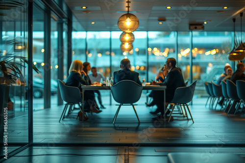 Business Professionals Meeting Around Table in Modern Office Space