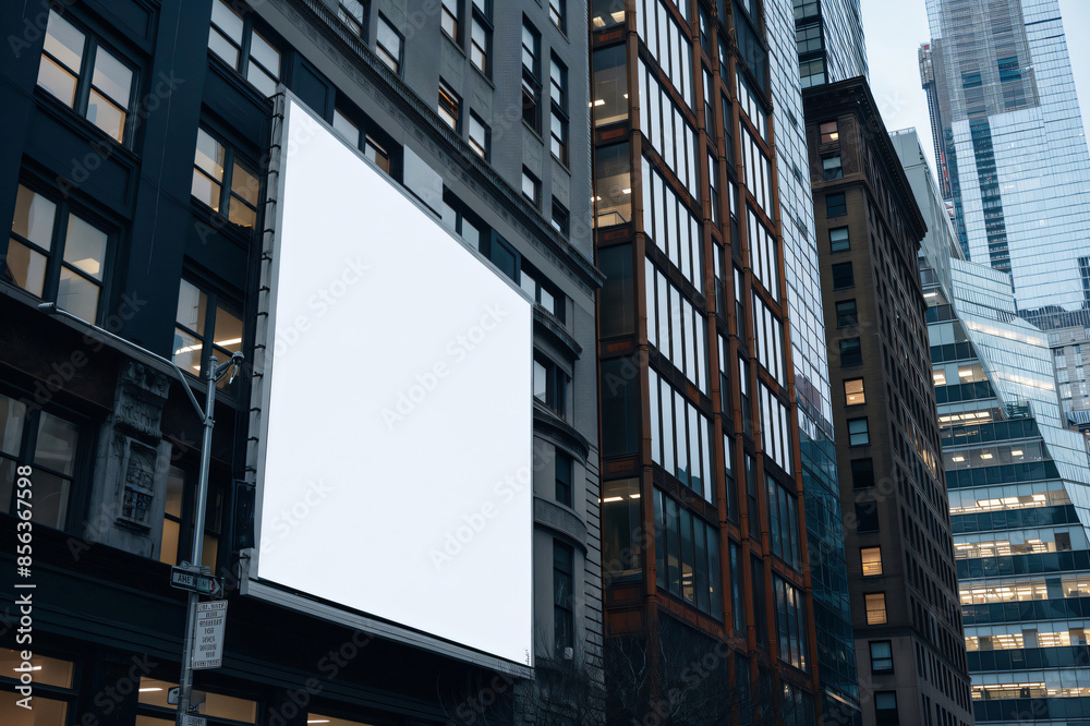 Large blank banner mockup hangs on a modern building amidst urban architecture, perfect for advertising and commercial design display Large blank banner mockup hangs on a modern building amidst urban architecture, perfect for advertising and commercial design display