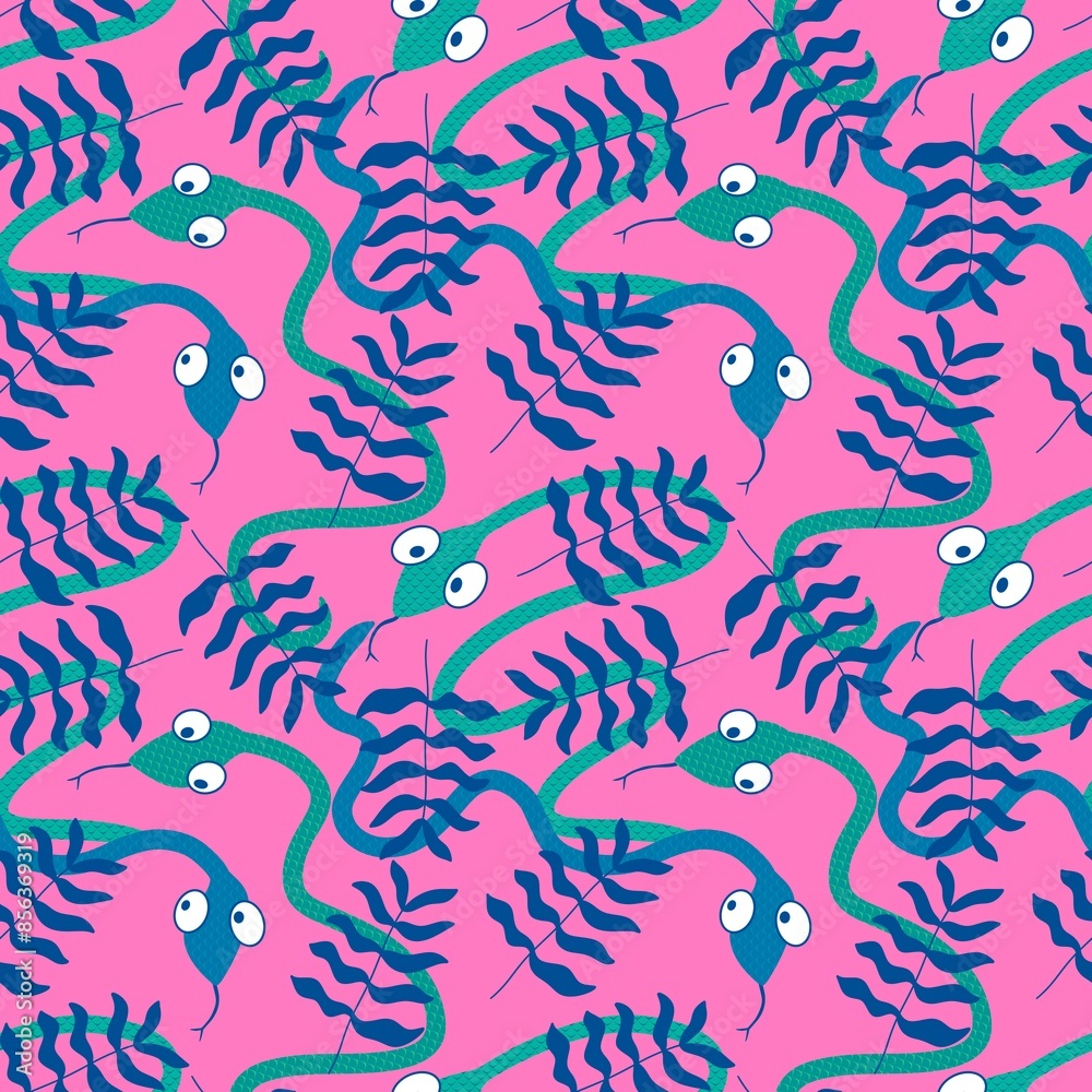 Cartoon animals seamless snake pattern for wrapping and kids new 2025 year Cartoon animals seamless snake pattern for wrapping and kids new 2025 year