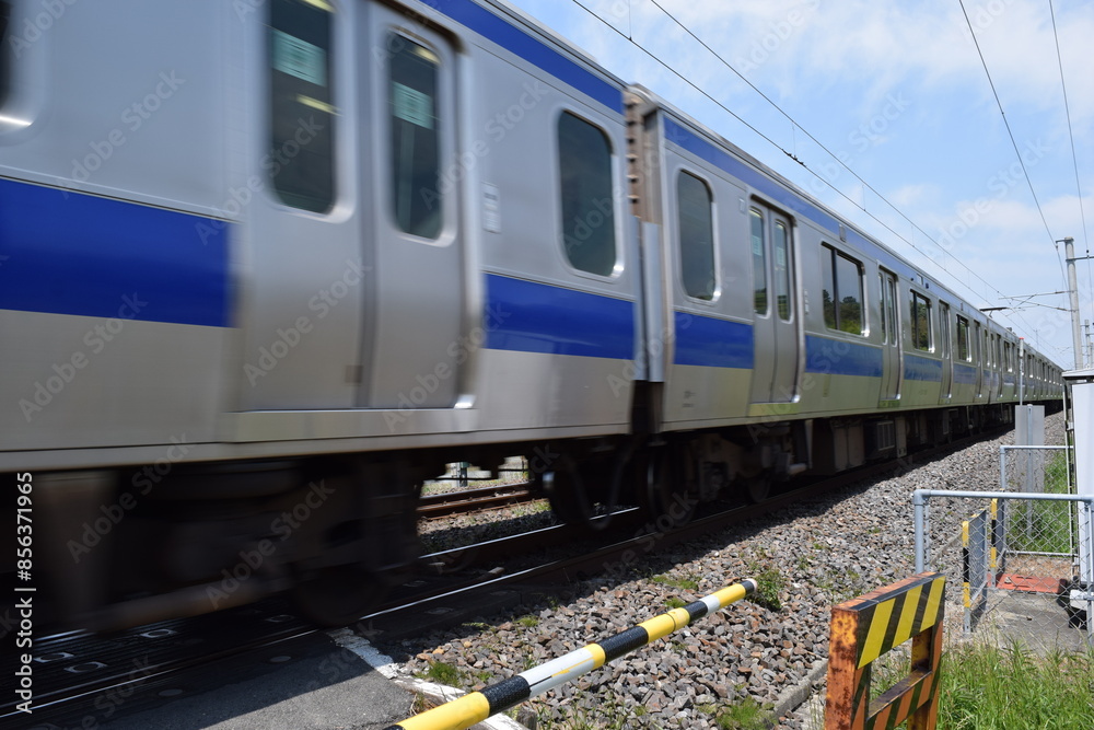 Fototapeta premium 鉄道線路の踏切