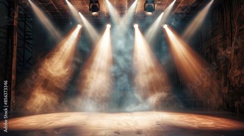 stage in the style of animated gifs Dance Stage Background,Light smoke. background fog interior room abstract space photo