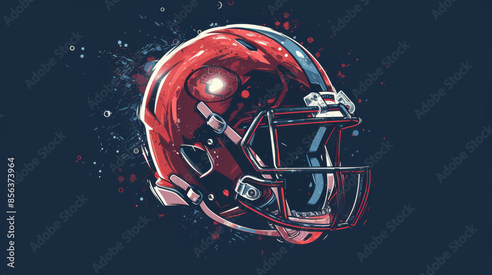 American football illustration, featuring an closeup of the helmet and face mask American football illustration, featuring an closeup of the helmet and face mask