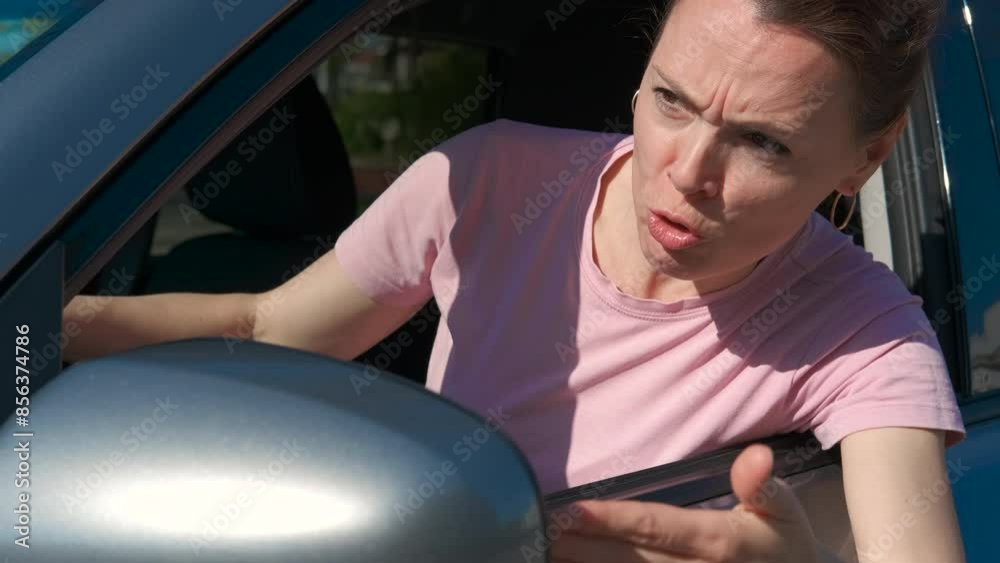 Female during traffic violation. A depressed and angry female suffer from traffic violation in the street. Female during traffic violation. A depressed and angry female suffer from traffic violation in the street.