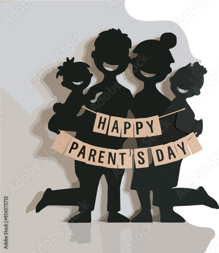 Parent's day  silhouette vector art illustration 