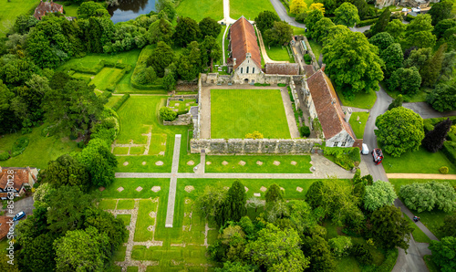 Aerial view of Beaulieu, a village located on the southeastern edge of the New Forest in Hampshire, a home to National Motor Museum