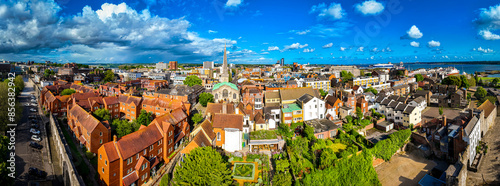 Aerial view of St Michael's Church in Southampton, a port city in Hampshire, England