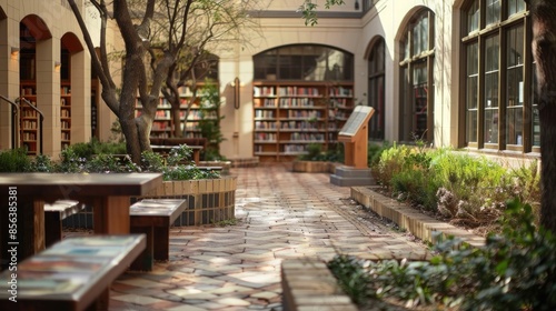 Library Courtyards: Close-up of library courtyards, reading nooks, and book sculptures, highlighting the city's love for literature and intellectual pursuits