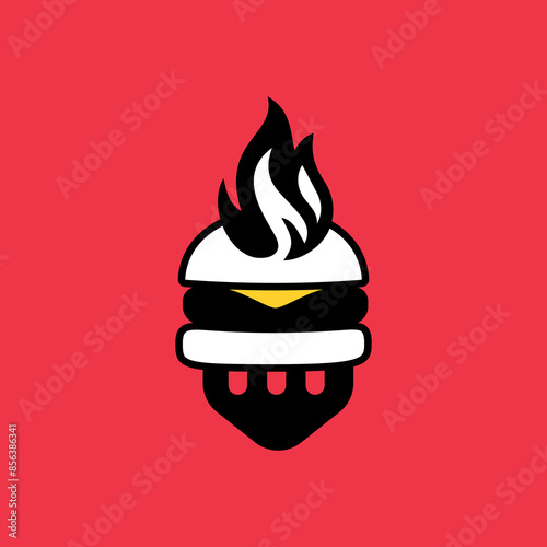 Flaming Cheeseburger Logo Vector Red Branding photo