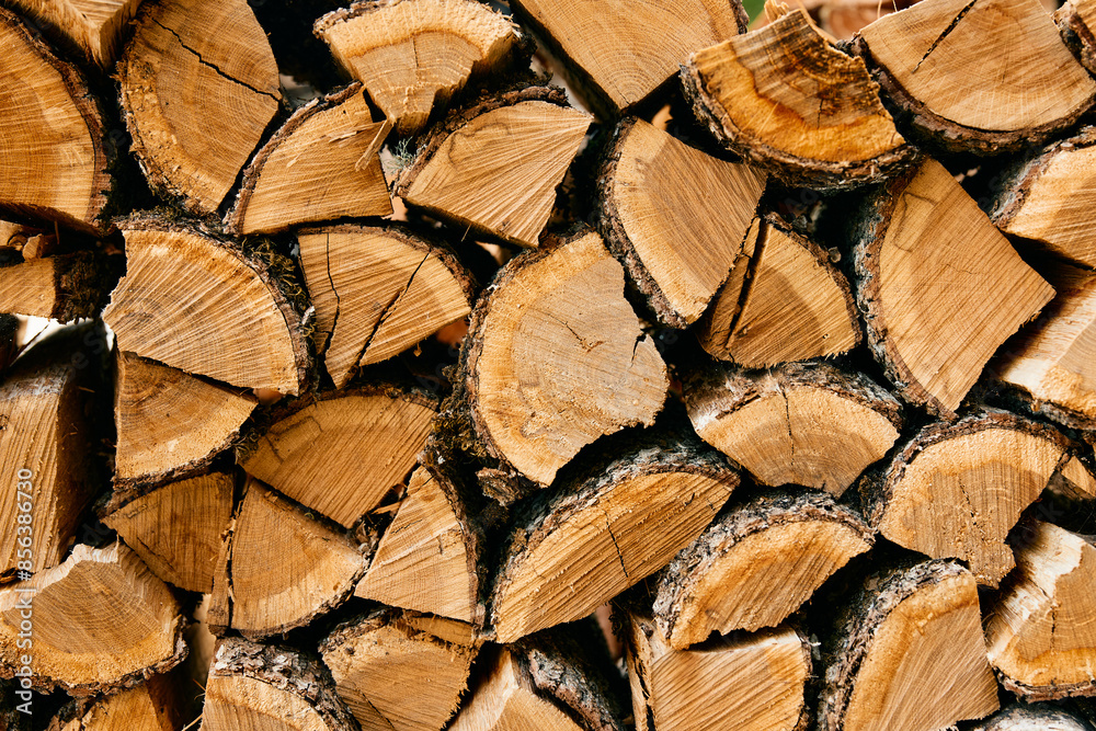 Natural texture background with close up of wood pile and word 'wood' written on a piece Natural texture background with close up of wood pile and word 'wood' written on a piece
