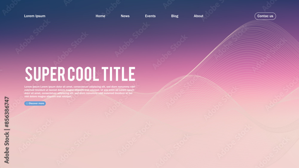 Landing page abstract design. Template for website or app. Colorful abstract minimal wave Landing page abstract design. Template for website or app. Colorful abstract minimal wave