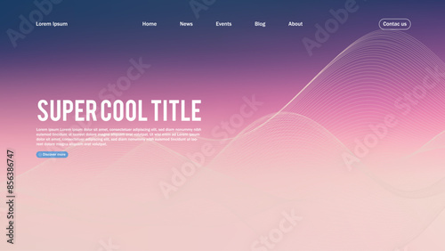 Landing page abstract design. Template for website or app. Colorful abstract minimal wave