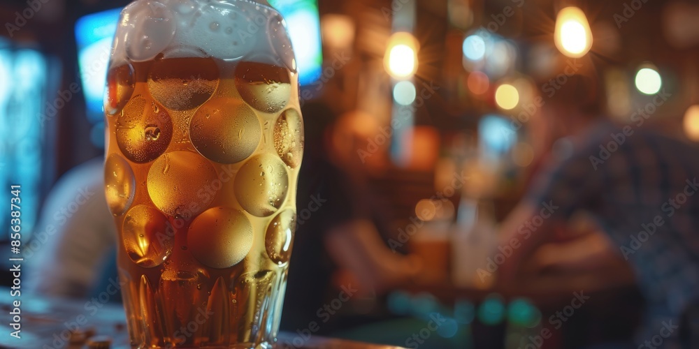 Obraz premium In a tavern, friends are watching soccer and drinking beer.