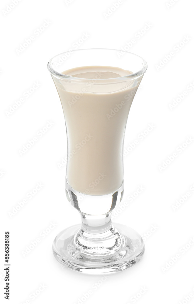 Glass of coffee cream liqueur isolated on white Glass of coffee cream liqueur isolated on white