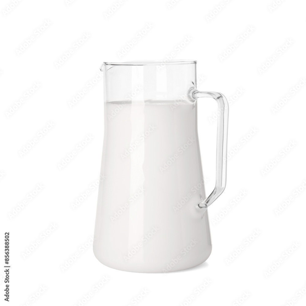 Glass jug with fresh milk isolated on white Glass jug with fresh milk isolated on white