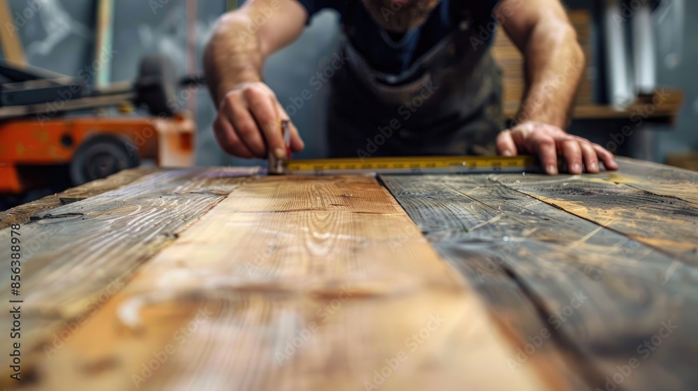 Measuring the size of a wooden table Measuring the size of a wooden table