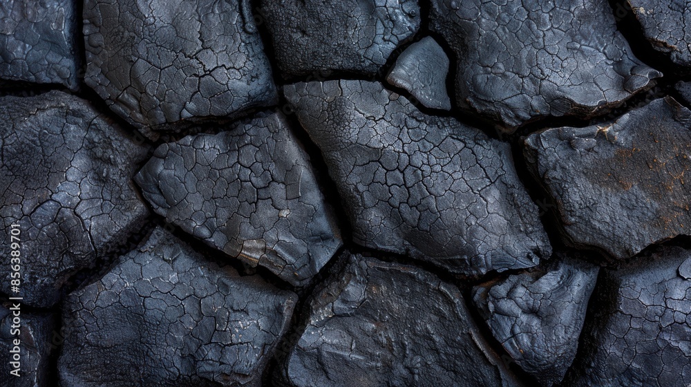 Fototapeta premium Cracked black stone texture background