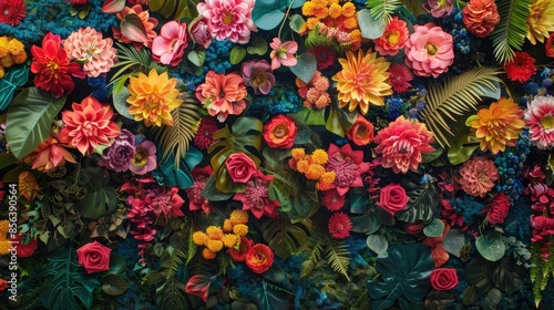 A backdrop embellished with vivid and colorful floral designs